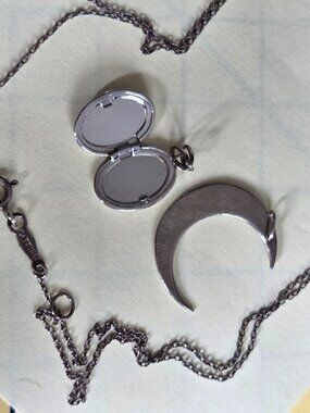 Catbird silver moon necklace and locket charm